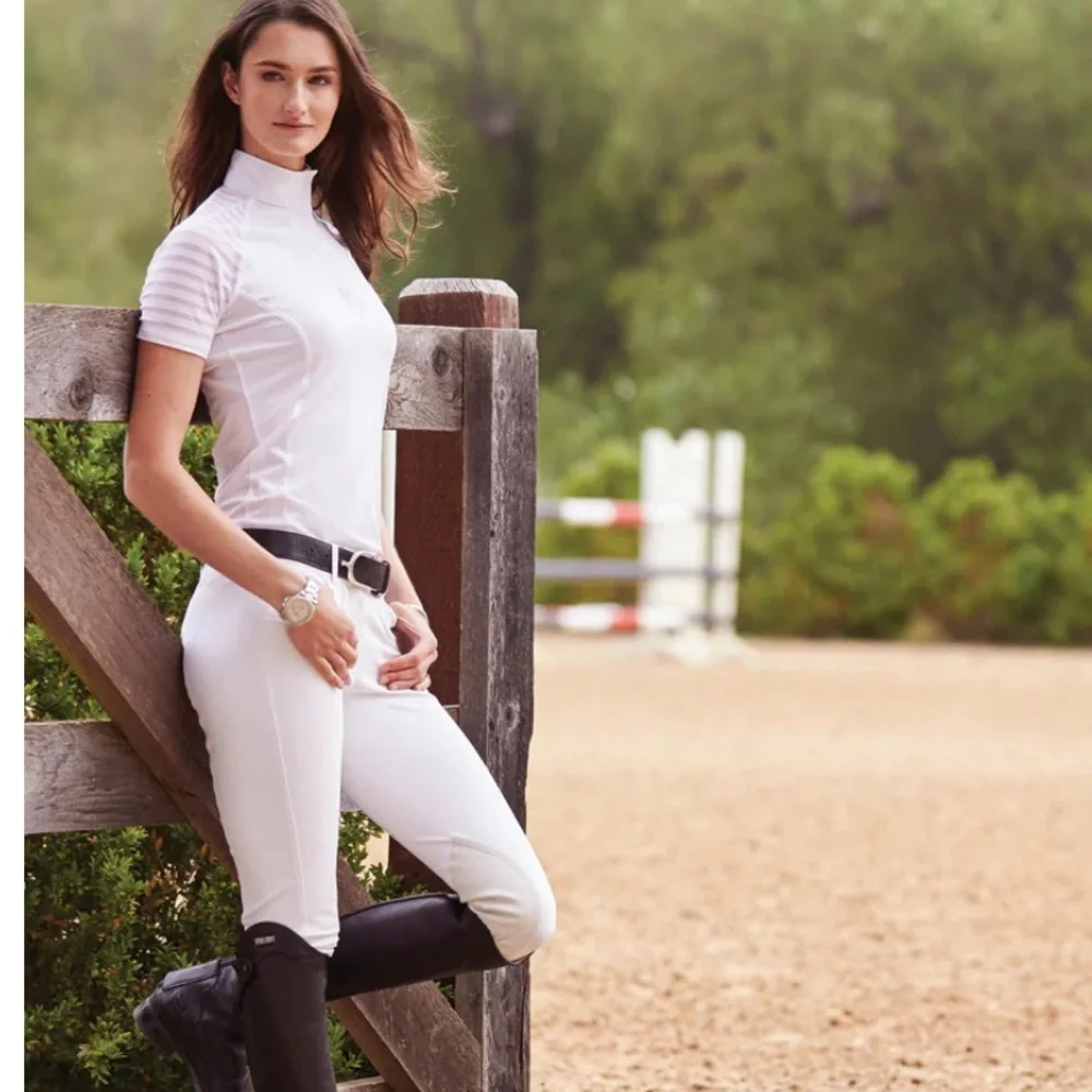 Ariat® Ladies’ White Aptos Equestrian Show Short  Sleeve Event Dressage NWOT XS - Picture 2 of 8